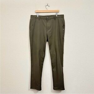 VUORI Cascade Tech Chino Pants Olive Green Slim Performance Preppy 38x32